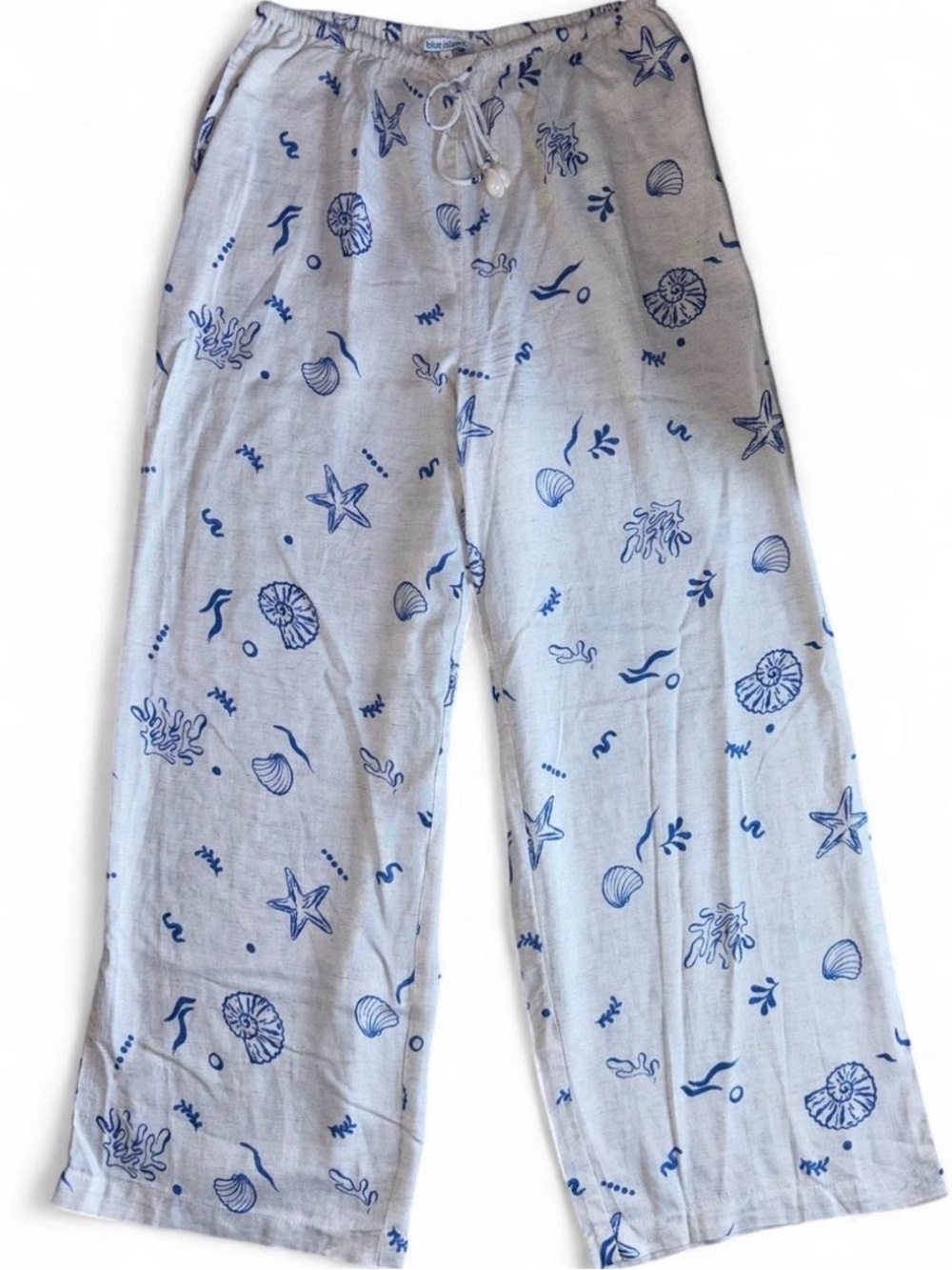Blue Island Women's Wide Leg Pants Size S/M Beach Cover Up Shells Vacay Travel